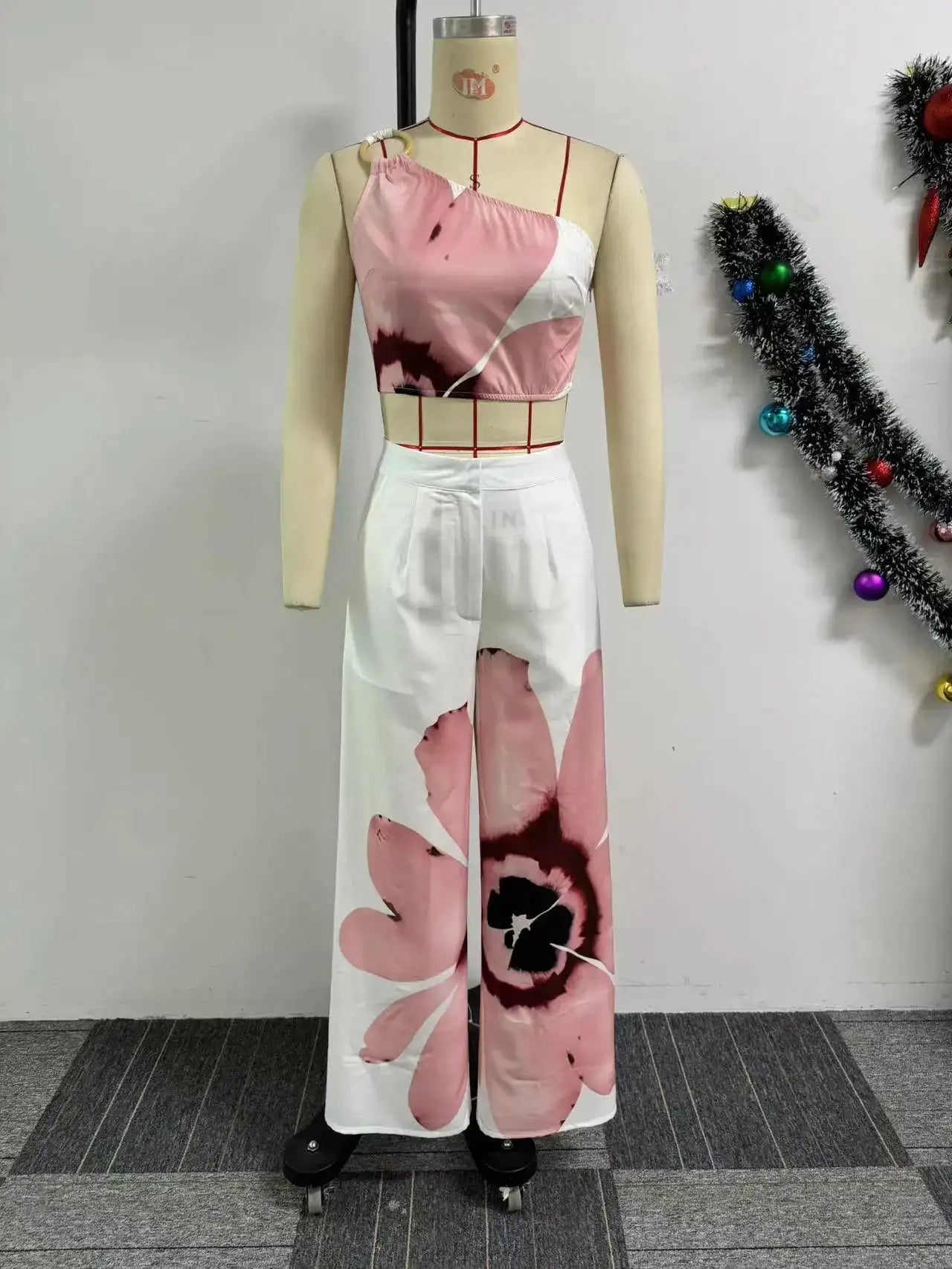 2 Piece Women Sets 2024 New Arrival Summer Autumn Matching Printing Two Pieces Sets Sleeveless Top And Pants Suits Outfits
