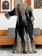 New Style African Dashiki Print Long Sleeve Loose Cotton Elegant Women  Abaya Long Dress Summer Maxi Casual Dresses Vestidos