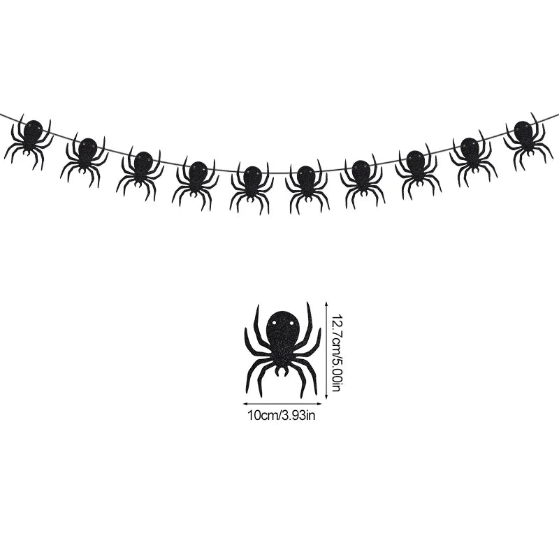 1set Halloween Decoration Banner Bunting Scary Spider Ghost Bat Hanging Garland Pull Flag Pendant For Halloween Party Home Decor Lootquake LLC