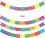 4 PCS Mexican Party Banners,  Plastic Papel Picado Mexico Decor, Easter Decor, ,  Day of The Dead Decoration, 18 Feet Total  ﻿ Lootquake LLC