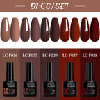 LILYCUTE 5Pcs/Set 7ML Red Brown Nail Gel DIY Nail Art Semi Permanent UV Gel Polish Long Lasting Design Manicure Kit Supplies Lootquake LLC