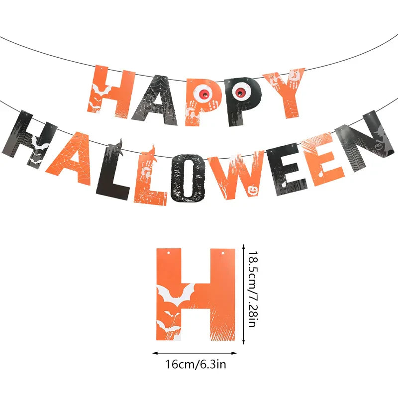 Halloween Party Paper Garland Bat Pumpkin Banner 2025 Happy Halloween Party Decoration for Home Trick or Treat Hanging Pendants Lootquake LLC