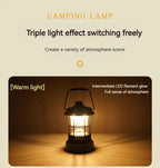 Retro Lamp Portable Camping Lantern USB Recharge Camping Tent Travel Light Vintage Outdoor Lighting Camping Equipment Flashlight