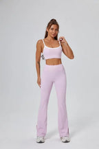 FlareLift Yoga Set: High-Waist Pants & Backless Bra THRIXINE