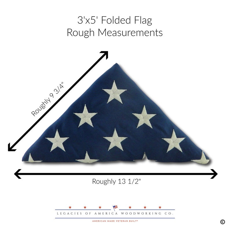 American Flag For Flag Display Case - 3ft x5 ft or 5ft x 9.5ft America Cotton Flag or folded 3ft x 5ft or folded 5ft x 9.5 ft America Flag. The Military Gift Store