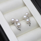 Fashion Real 925 Sterling Silver Earrings,Natural Freshwater Multi Pearl Earrings For Women Wedding Gift