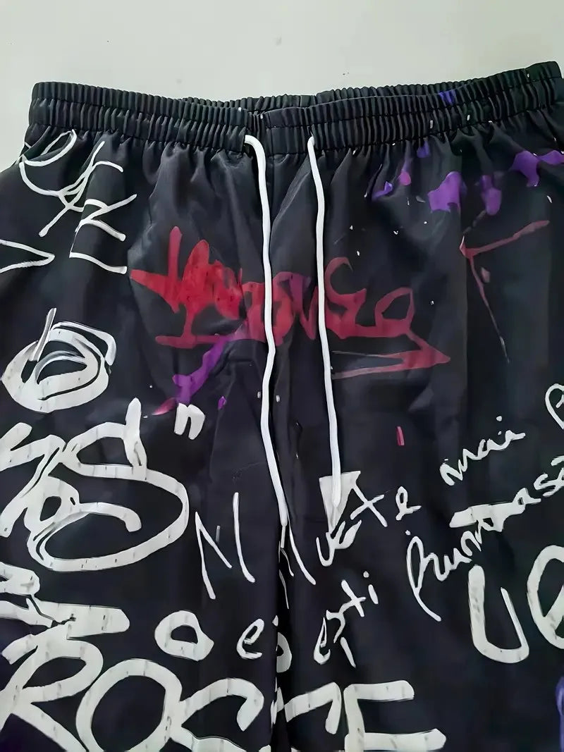 The new men's hoodie set for Spring and Autumn 2025 features a casual fashionable and comfortable 3D graffiti pattern print Pi-Mart