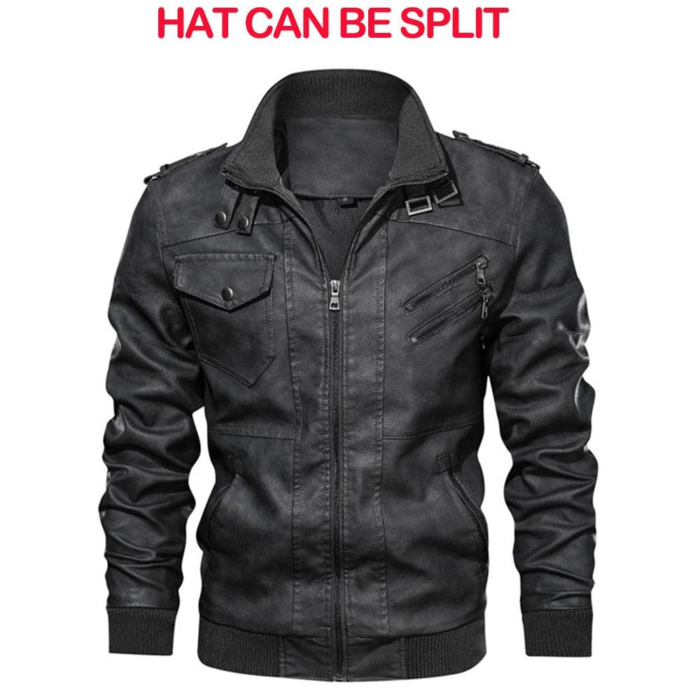 New Men's PU Leather Jackets Autumn Casual Motorcycle Jacket Biker Hooded Jackets Autumn Casual Warm Jacket Men Winter Clothing Jackets Men Black Vintage Motorcycle Jacket With Removable Hood Stevvex