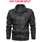 New Men's PU Leather Jackets Autumn Casual Motorcycle Jacket Biker Hooded Jackets Autumn Casual Warm Jacket Men Winter Clothing Jackets Men Black Vintage Motorcycle Jacket With Removable Hood Stevvex