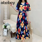 Women Dress Fashion Vintage Ins Bandage Slim Waist A-line Long Dress Vacation Beach Summer Outfits Lady Robe Femme Lootquake LLC