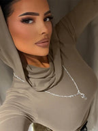 Autumn Slim Fit Hooded Crop Tee for Women THRIXINE
