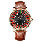 Women's Roulette Dial Brown Leather Watch Waterproof