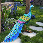 Peacock Statue Sculpture Handmade Crafts Ornament Animal Figurine Standing Posture Collectible Peacock Figurine Garden Craft Lootquake LLC
