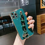 Luxury Women Silicone Phone Case Cover With Wrist Chain Bracelet for iPhone  Wristband Bracelet Hand Holder Cover for iPhone 13 12 11 Pro Max plating Case Heart Chain Cases for iPhone 7 8 Plus XR XS Max X Stevvex