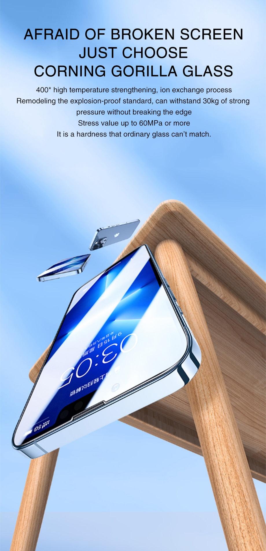 120D New upgrade Tempered Glass For iPhone 14 13 12 7 8 Plus Mini XR X XS Screen Protector For Iphone 14 13 12 11 Pro Max Glass  Anti-Scratch HD Tempered Glass Screen Protector Stevvex
