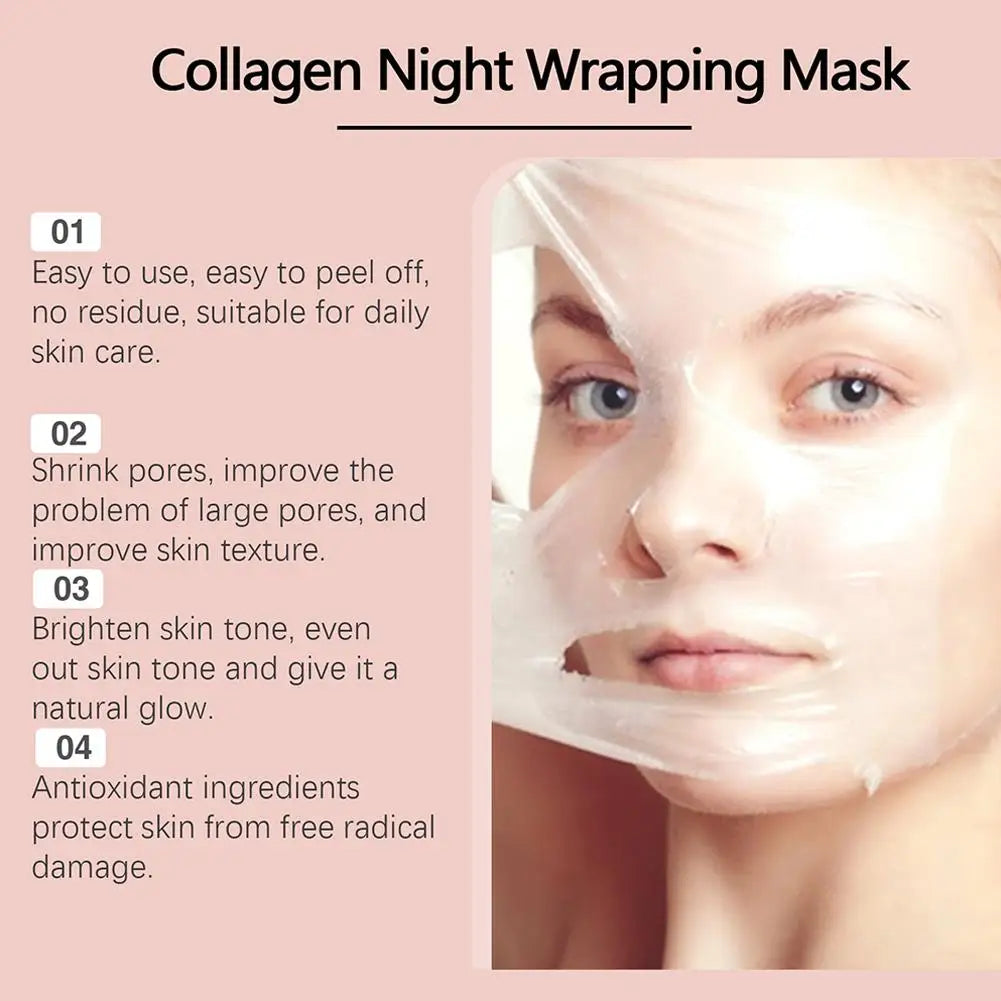 Collagen Tear-Off Mask Collagen Overnight Wrapping Mask Hydrating Moisturizing Hydrolyzed Collagen Mask Korean Skin Care Lootquake LLC