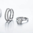 DEZO 4.05cttw All Moissanite S925 Silver Wedding Ring Sets for Women Main Stone 3ct Radiant Cut D Color GRA Certificate
