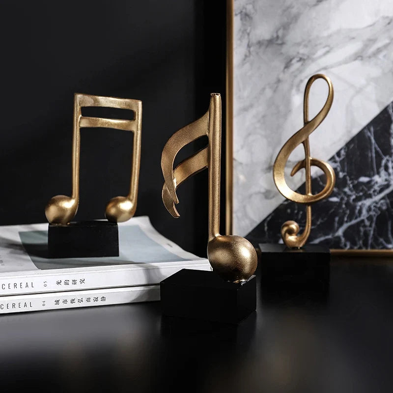 Musical Note Figurines Home Decoration Resin Golden Sculpture Home Decor Desk Piano Office TV Cabinet Ornaments Souvenirs Lootquake LLC
