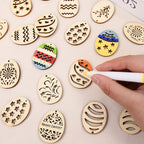 25/50Pcs Easter Eggs Wooden DIY Craft Hanging Ornaments Hollowed Wood Chips Happy Easter Party Decorations For Home Kids Gift Lootquake LLC