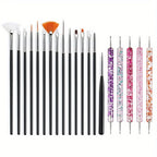 20PCS Nail Art Brush Set for Design, Painting, Drawing, Carving, Dotting, and Manicure Tools - Unscented Acrylic Gel UV Polish