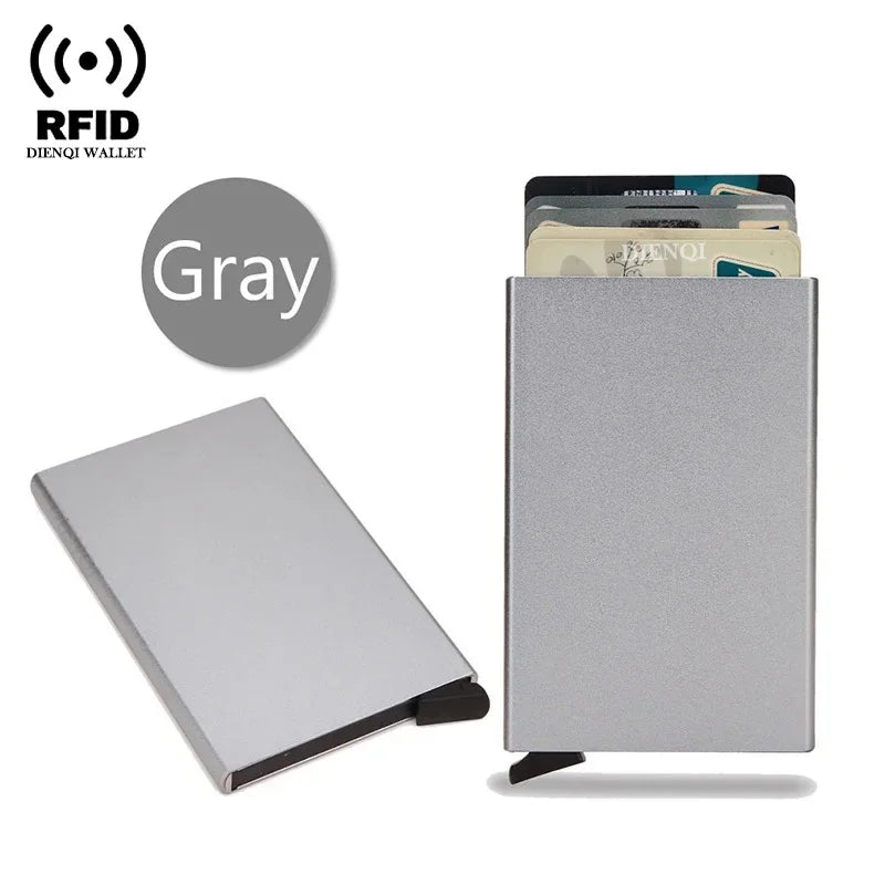 Rfid Credit Card Holder Metal Thin Slim Smart Wallet Men Women Wallets Pop Up Minimalist Small Black Purse Mini Walets for Men Lootquake LLC