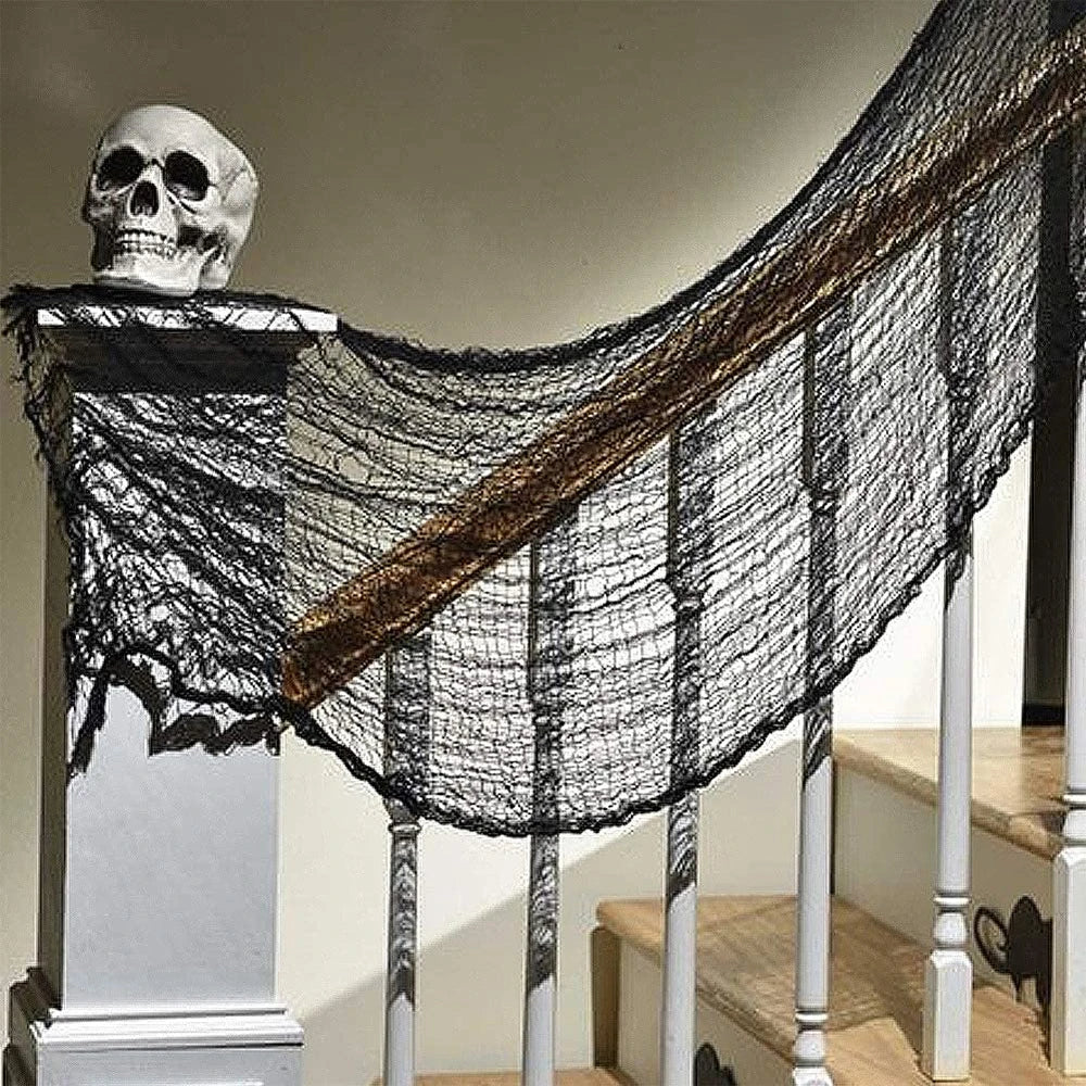 Halloween Decoration Black White Creepy Cloth Spooky Gauze Fabric Window Door Cover Scary Party Horror House Props Hallow Favors Lootquake LLC