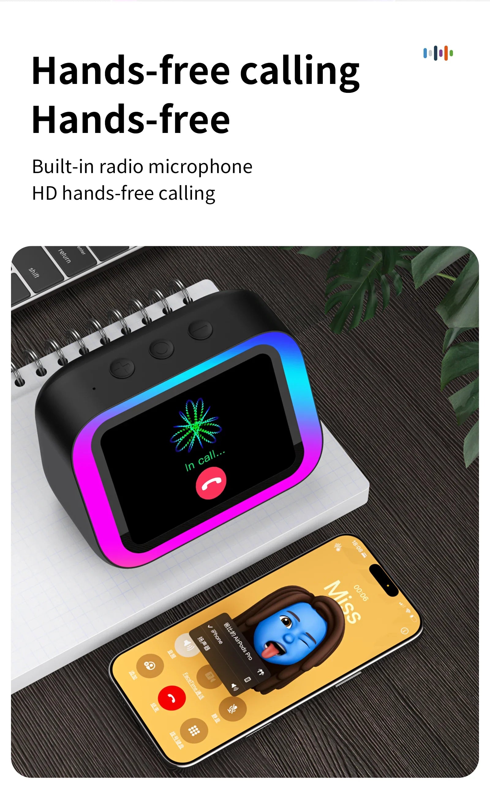 Smart Bluetooth Translator RGB Speaker 18 Languages Real-time Translation AI bluetooth 5.4 speaker with LCD display, game,alarm Lootquake LLC