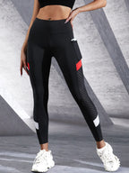 Colorblocked Mesh High Waist Leggings THRIXINE