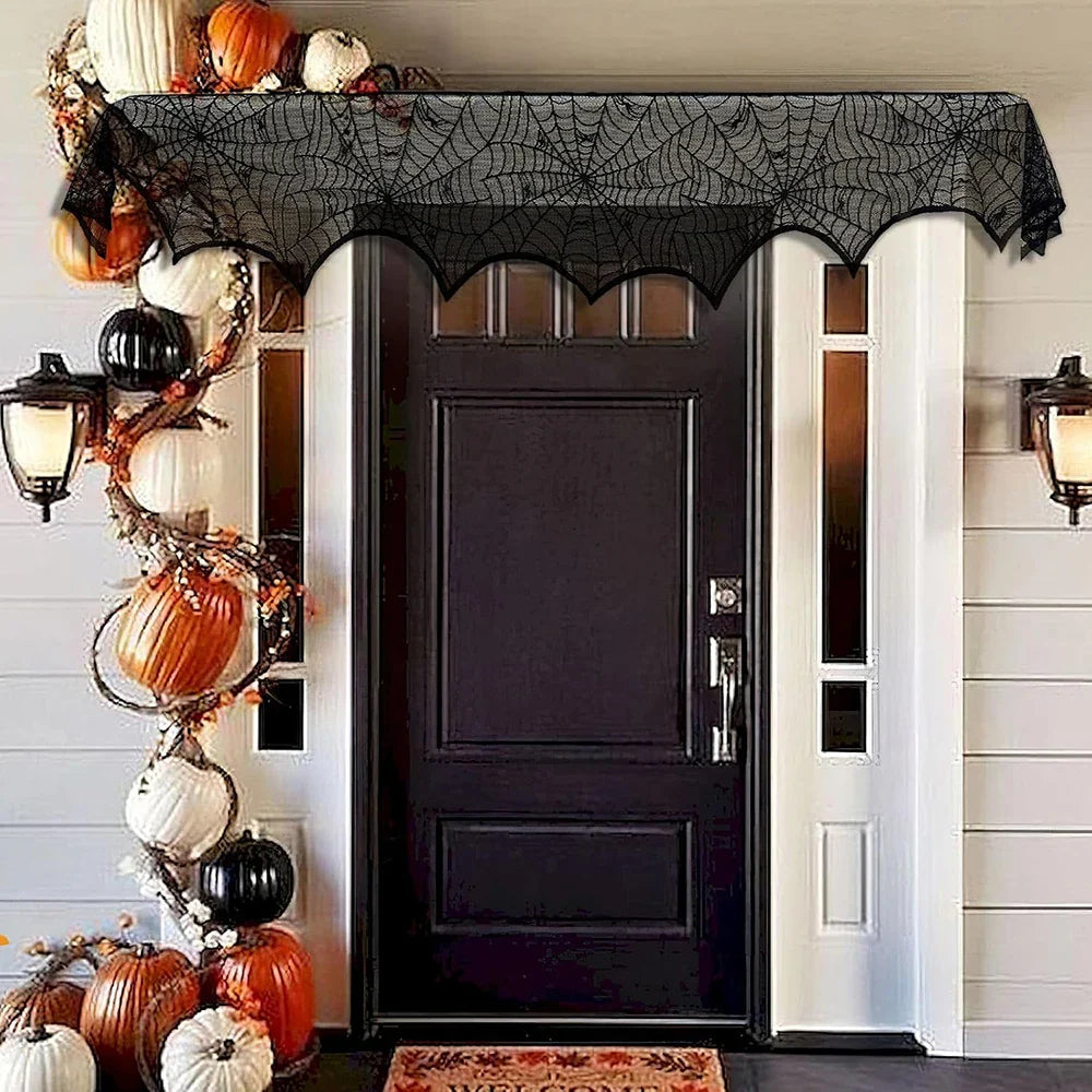 Halloween Decorations Set Spider Web Table Runner Fireplace Scarf Cover Tablecloth 3D Bats Wall Stickers Halloween Party Decor Lootquake LLC