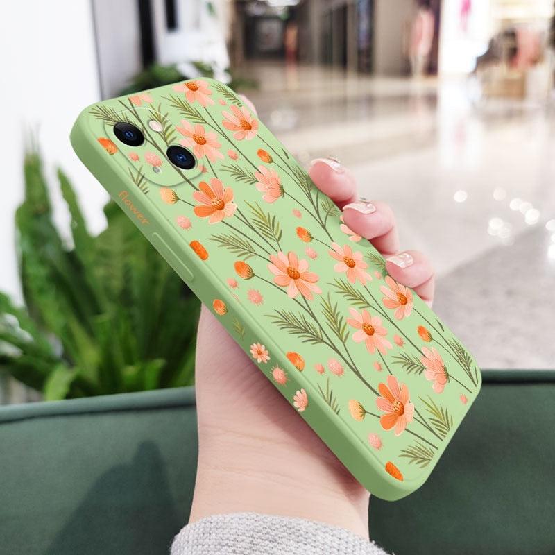 Brilliant Flowers Phone Case For iPhone 14 13 Pro Max Mini Cute Multicolored Flowers Pattern Cover Slim Silicone Shockproof Bumper Back Cover Stevvex