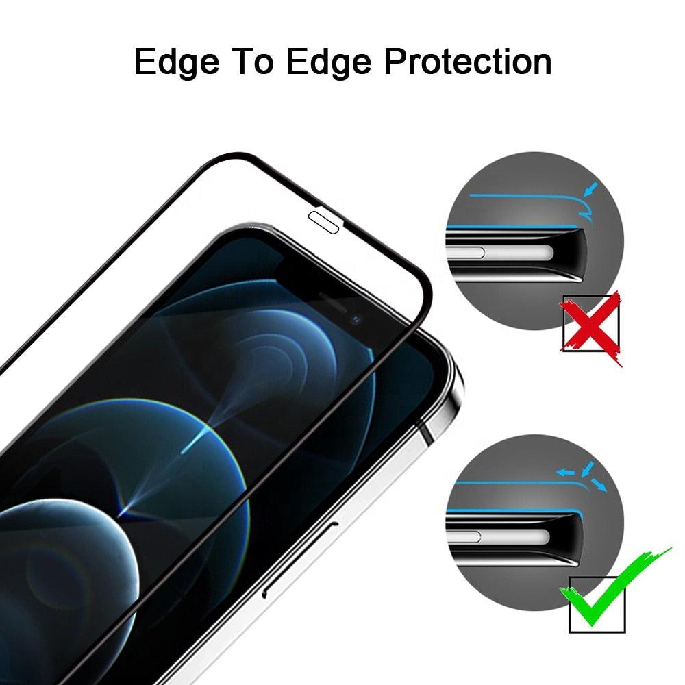 4Pcs Full Cover Screen Protector For iPhone 14 11 12 13 Pro Max Protective Glass For iPhone X XR XS Max 6 7 8 Plus Tempered Film Screen Protector Tempered Glass Compatible With iPhone Stevvex