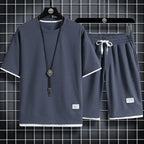 Summer Active Men's Waffle T-Shirt & Shorts Set THRIXINE