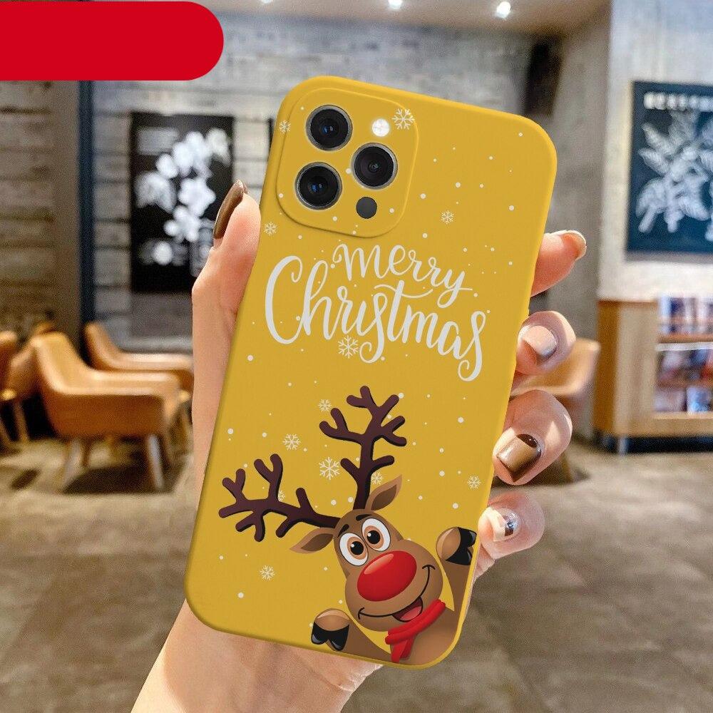 Christmas Pattern Design Red Silicone Phone Cover Anti-Scratch Soft Slim Bumper Shockproof Protective Case Shockproof Phone Case For iPhone 13 14 Pro Max Merry Christmas Candy Silicone Bumper Cover Stevvex