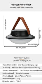 Solar High Power LED Camping Light 3 Modes Rechargeable Portable Lanterns Outdoor Emergency BBQ Waterproof Tent Lighting Lamp