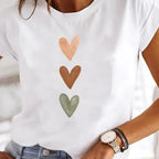 Heart Vibe: Stretchy 90s O-Neck Tee THRIXINE