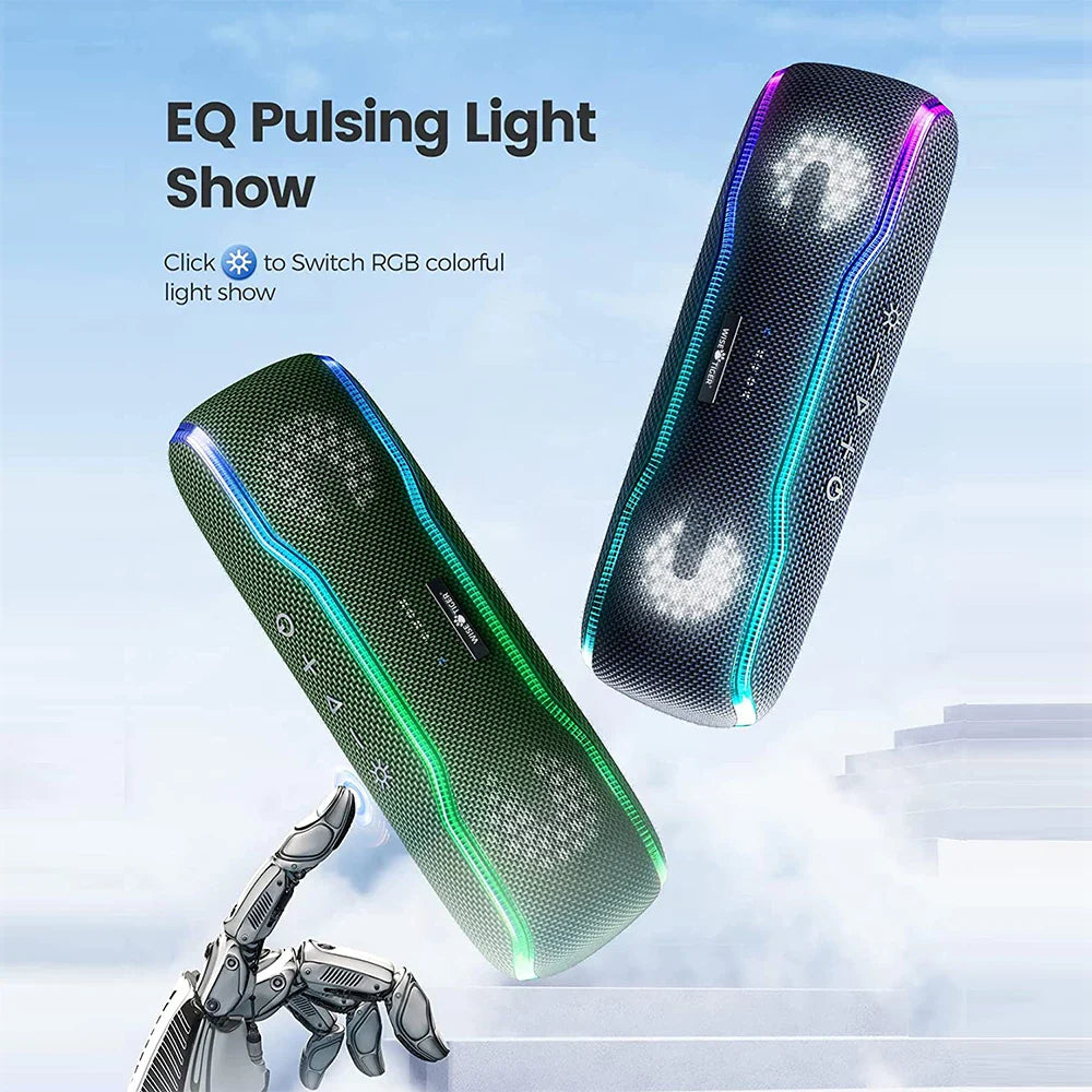 WISETIGER Bluetooth Speaker Outdoor IPX7 Waterproof 25W BT5.3 Loudspeaker Stereo Surround Speaker with Cool Pulsing EQ Lights Lootquake LLC