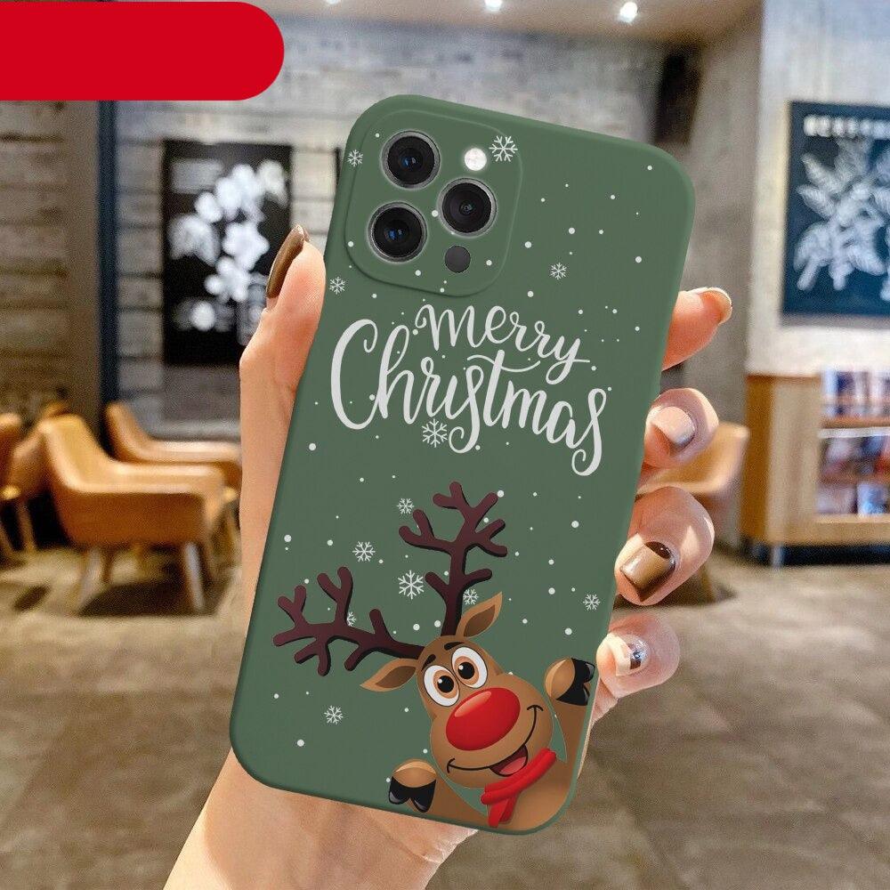 Christmas Pattern Design Red Silicone Phone Cover Anti-Scratch Soft Slim Bumper Shockproof Protective Case Shockproof Phone Case For iPhone 13 14 Pro Max Merry Christmas Candy Silicone Bumper Cover Stevvex