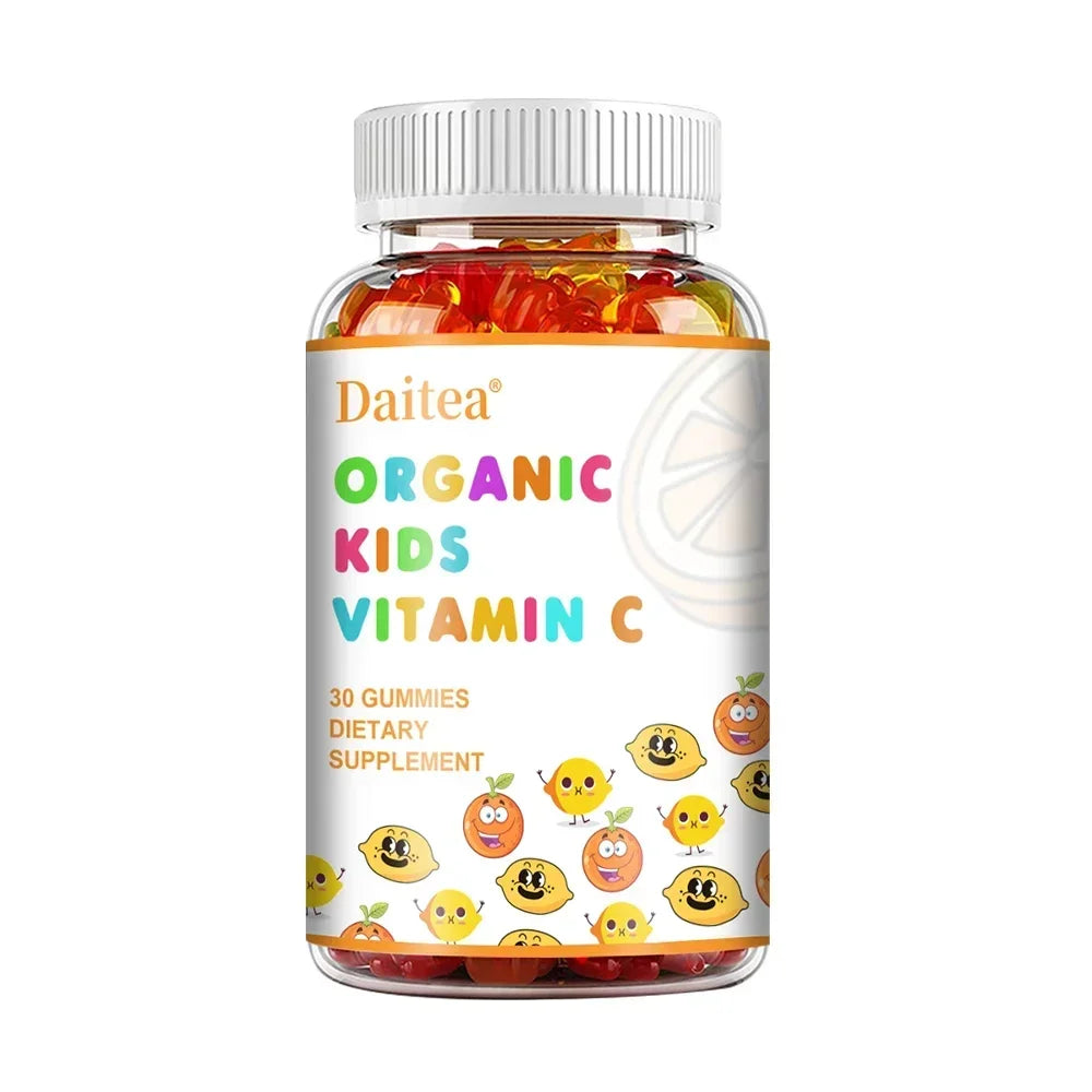 DAITEA Children's Vitamin C Gummies, with Zinc, Immune Support Promote Bone Development Improve Memory 60 Gummies