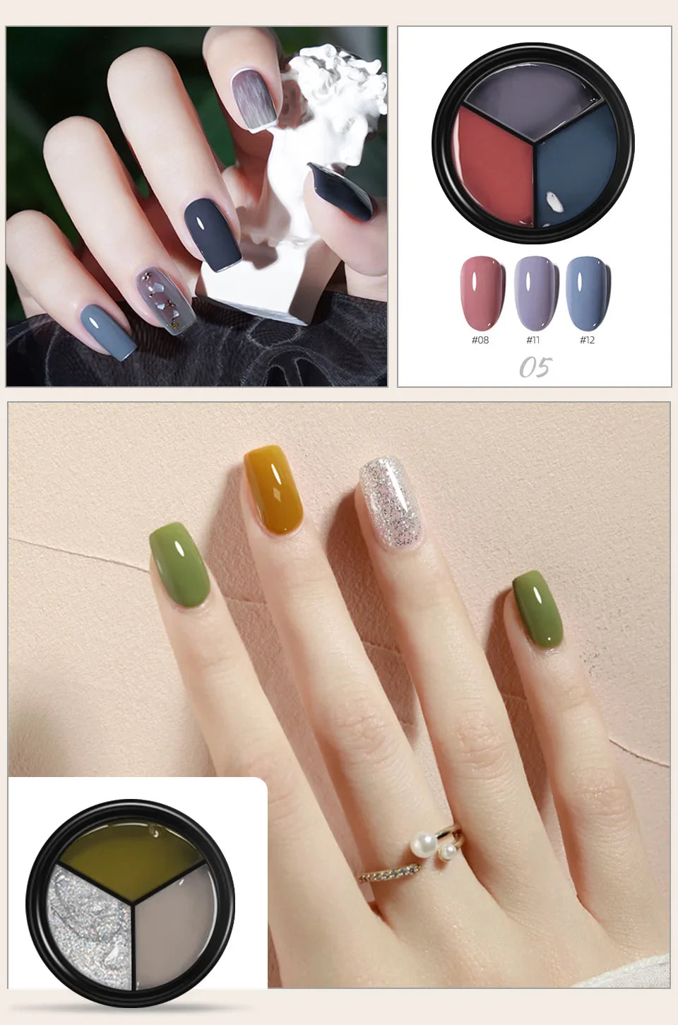 LIMEGIRL Solid Nail Art Gel Polish 15g 3 Colors Cream Soft Gel Polish for Nail Art Beginner DIY Design  Home/Salon Manicure Gift Lootquake LLC