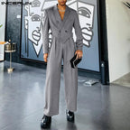 INCERUN 2023 Men Sets Solid Color Autumn Lapel Long Sleeve Irregular Blazer & Pants 2PCS Streetwear Fashion Men's Casual Suits Lootquake LLC