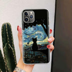 Black Cat Cartoon Cute For Iphone 11 13 14 Pro Max 12 Mini Phone Case X Xs Xr 6 6s 8 7 Plus Se 5 5s Cover Cute Funny Aesthetic Cat Design Pattern Silicone Soft Phone Case Stevvex