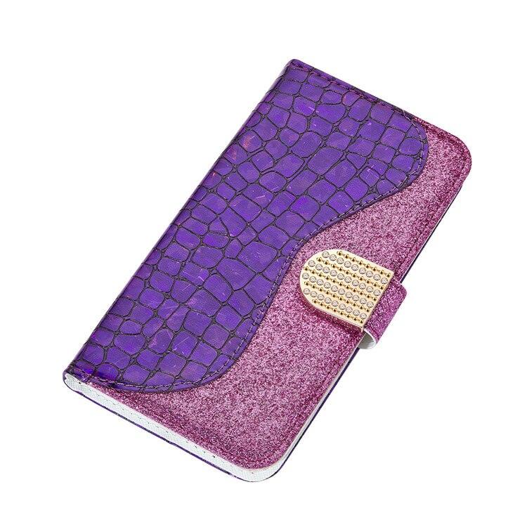 Glitter Leather Case For iPhone 11 12 13 14 Pro XR XS Max Alligator Flip Case Cover For iPhone SE Glitter Matching Texture Horizontal Flip Leather Case with Card Slots & Holder & Wallet Phone Accessories Stevvex