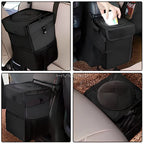 Trash Can with Lid and Storage Pockets 100% Leak Proof Organizer Waterproof Garbage Multipurpose Bin Black Load Dustbin for Car Lootquake LLC