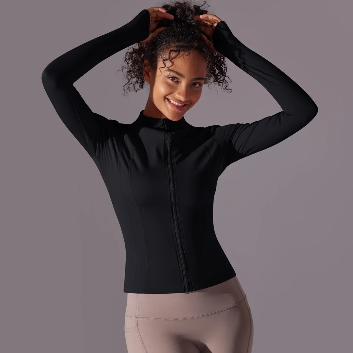 Women's Full Zip Yoga Top With Thumbholes - SJB-DIAMOND ELITES
