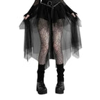 Casual Skirts Punk Sexy Net Yarn High-Waisted Irregular Skirt for Women Summer New European and American Gothic Style Versatile