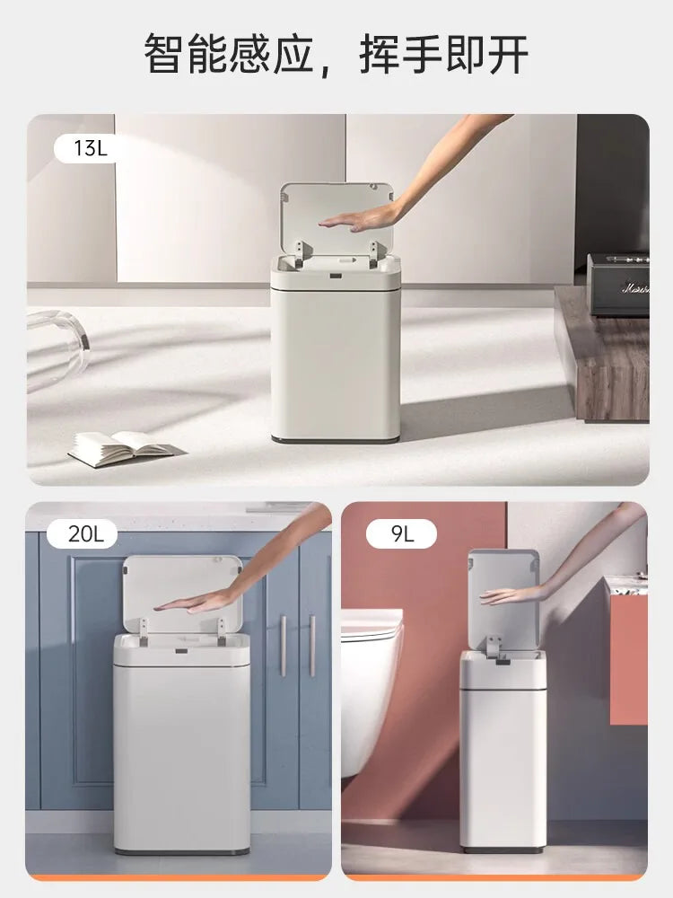 Trash Can Kitchen Sensor Recycle Bin Trash Can 20 Liters High Foot Wastebasket with Lid Dustbin Automatic Sensor Smart Trash Bin