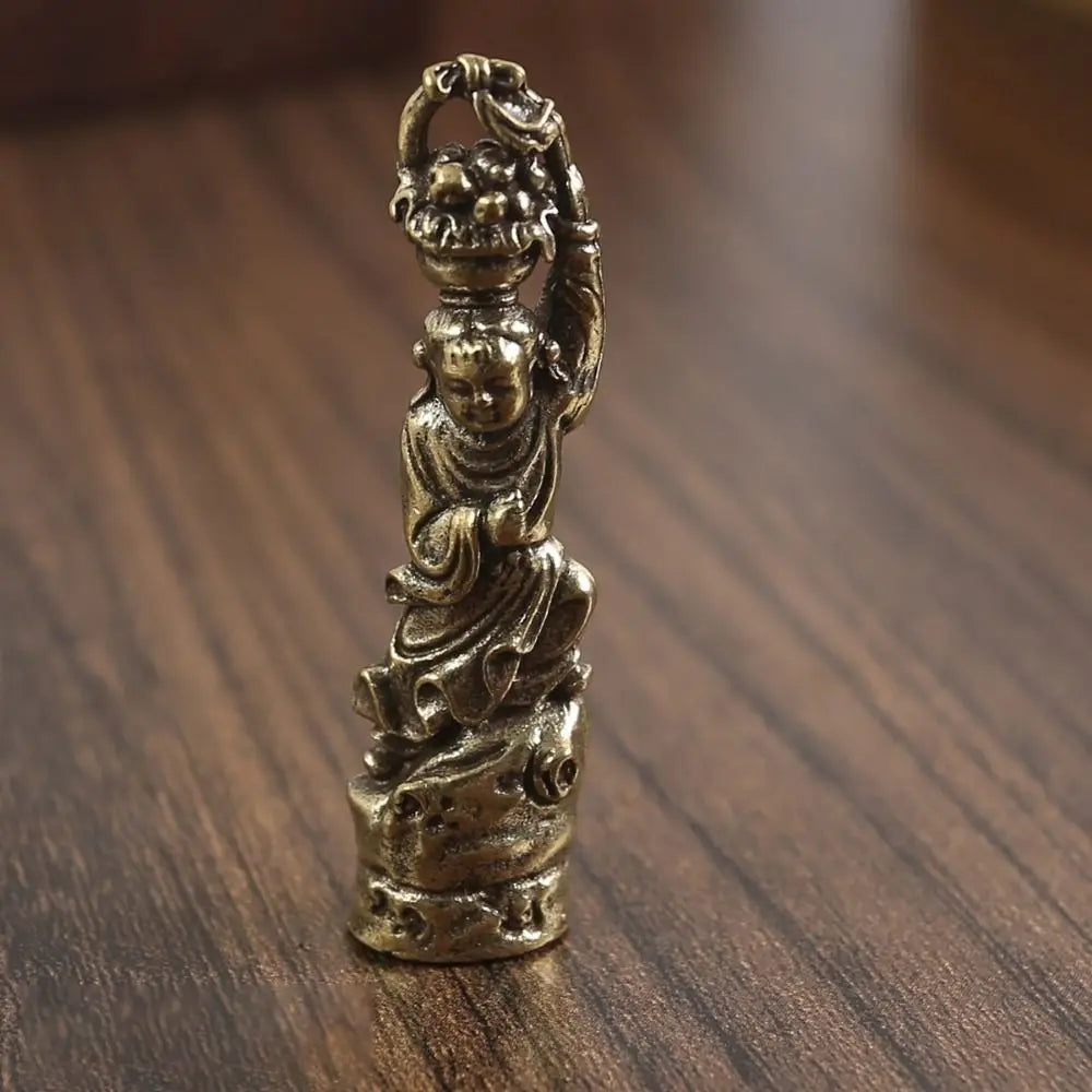 Vintage Copper Crafts Buddha Sculpture Handmade DIY Buddha Pendant Accessories Carved Buddha Miniatures Home Decor