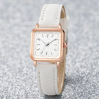 3PCs/Set Women's Fashion Watch Square Simple Dial Leather Quartz Watch Set