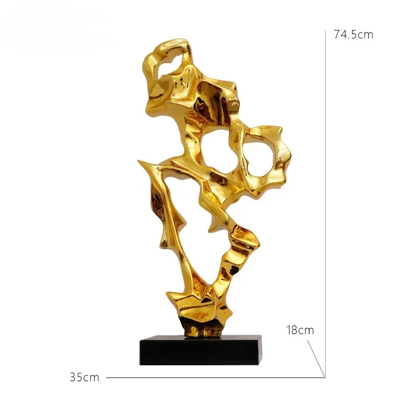 Abstract Art Sculpture Electroplating Transparent Resin Craft Model Modern Home Decor LivingRoom Office Desktop Statue Ornaments Lootquake LLC