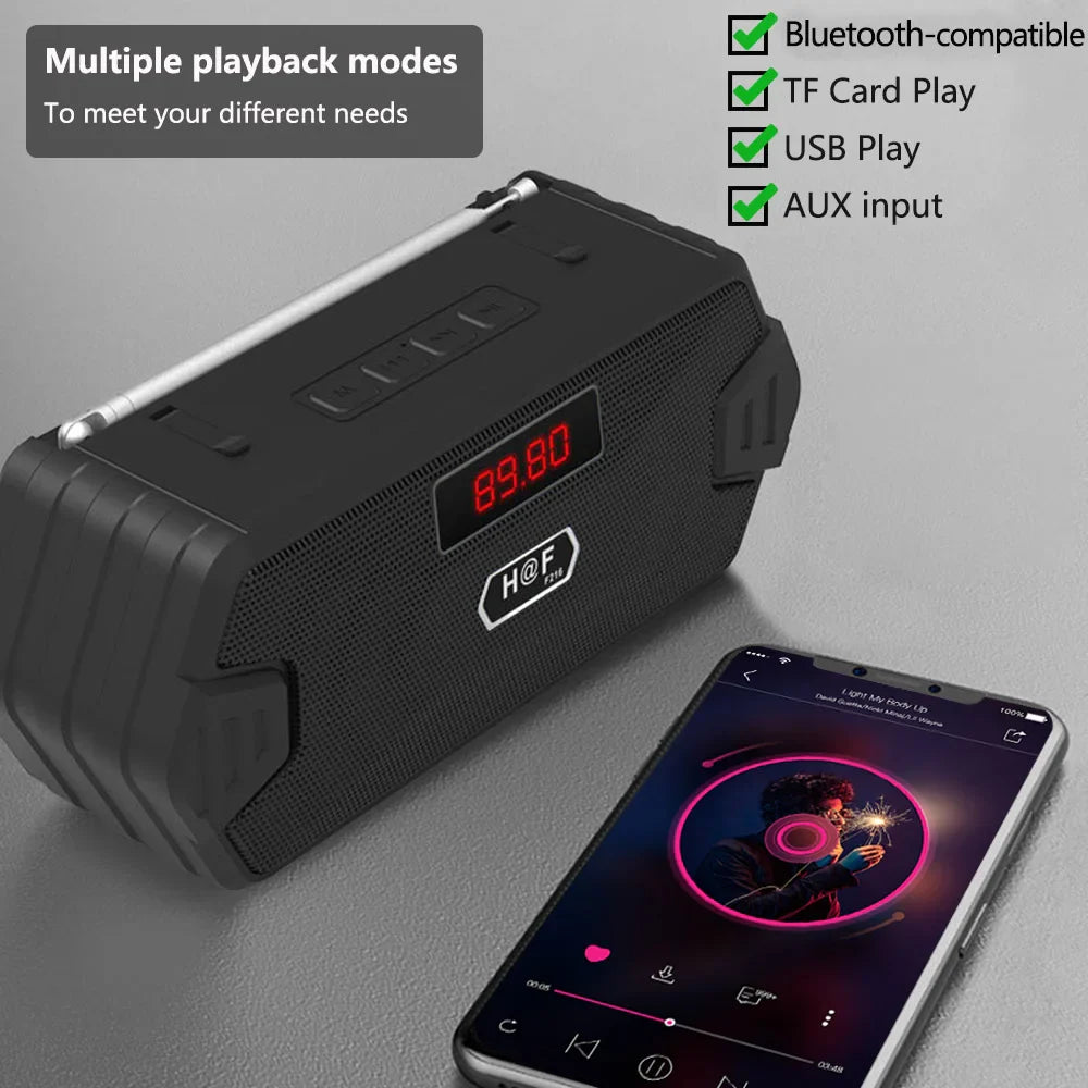Portable Bluetooth Speaker Wireless Music Box With FM Radio Outdoor Subwoofer Loudspeaker Support TF Card USB Play FM Receiver Lootquake LLC